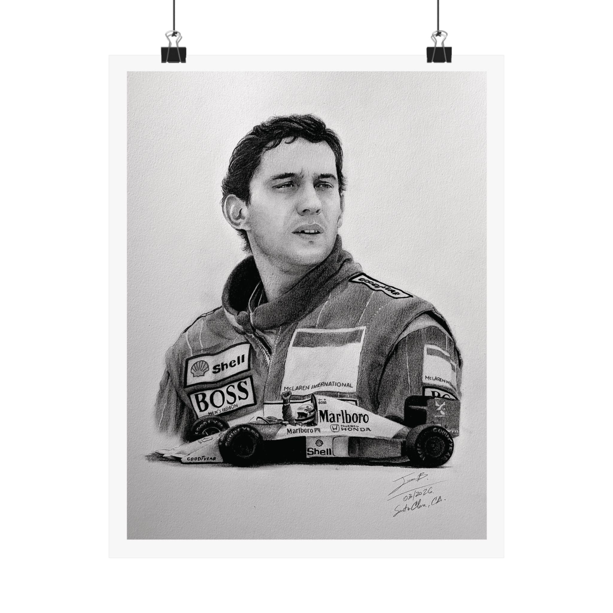 Ayrton Senna - Graphite Portrait Print (11x14)