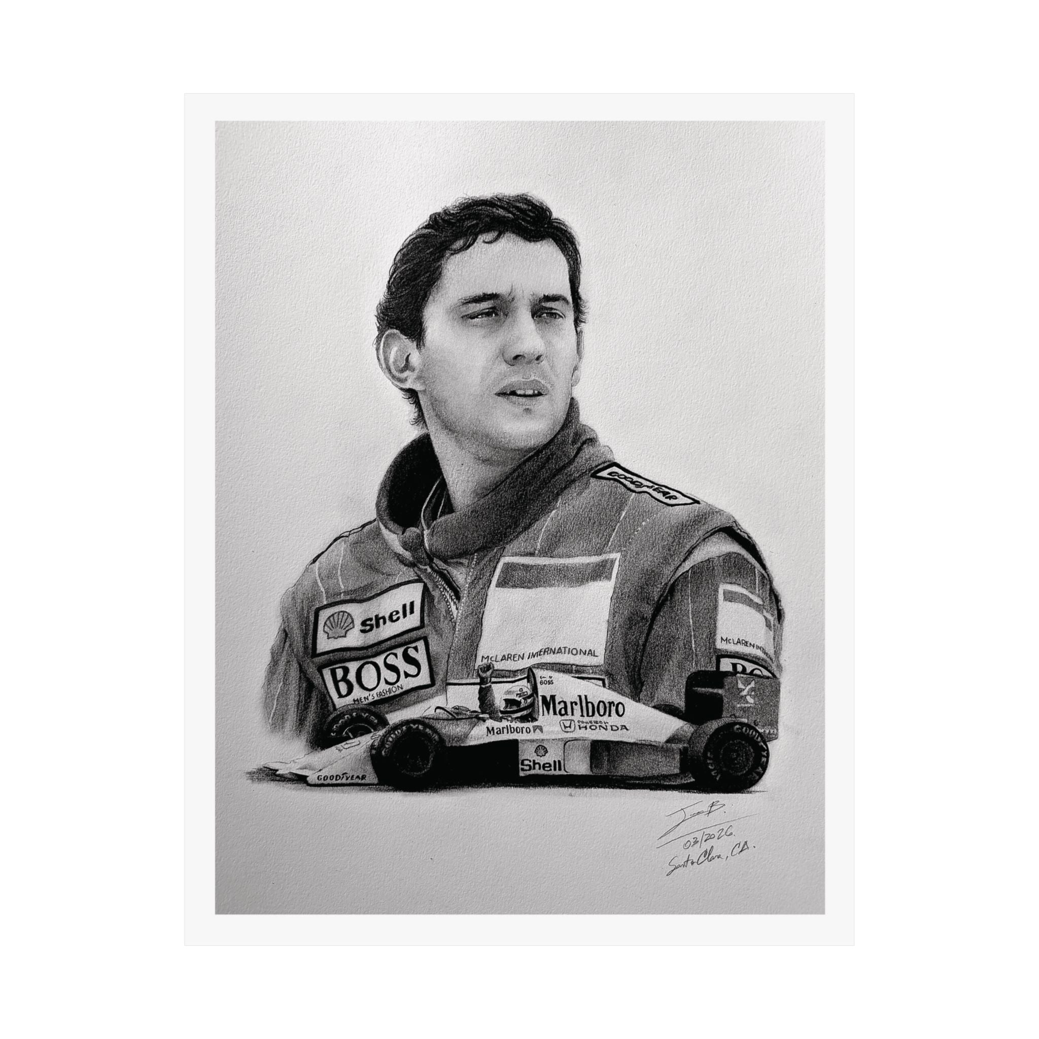 Ayrton Senna - Graphite Portrait Print (11x14)