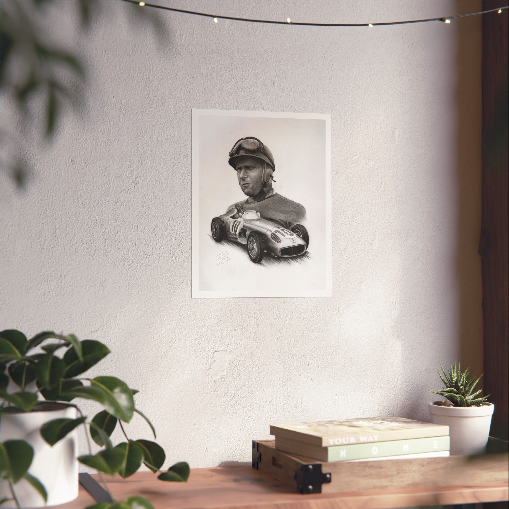 Juan Manuel Fangio — Graphite Portrait Print (11x14)