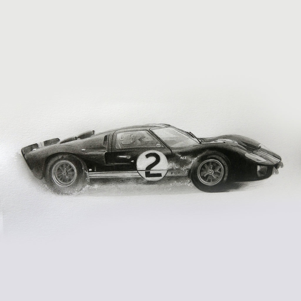 Ford GT40 - Graphite Portrait Print (11x14)