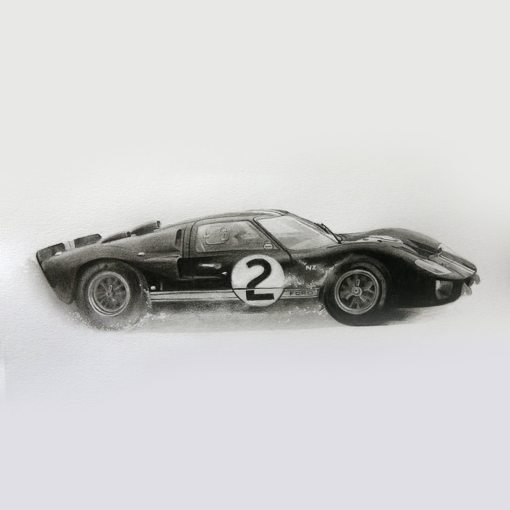 Ford GT40 - Graphite Portrait Print (11x14)