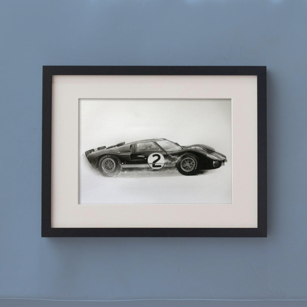 Ford GT40 - Graphite Portrait Print (11x14)