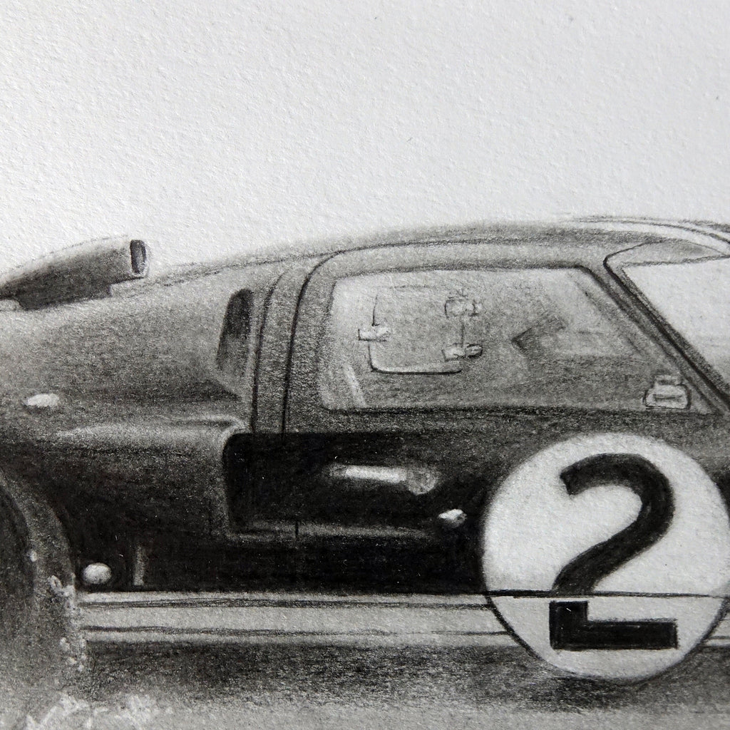 Ford GT40 - Graphite Portrait Print (11x14)
