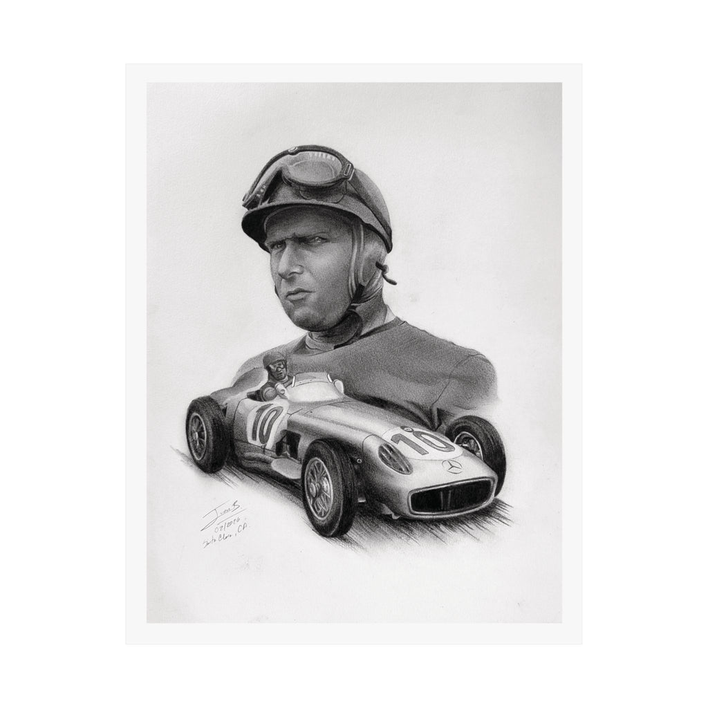 Juan Manuel Fangio — Graphite Portrait Print (11x14)