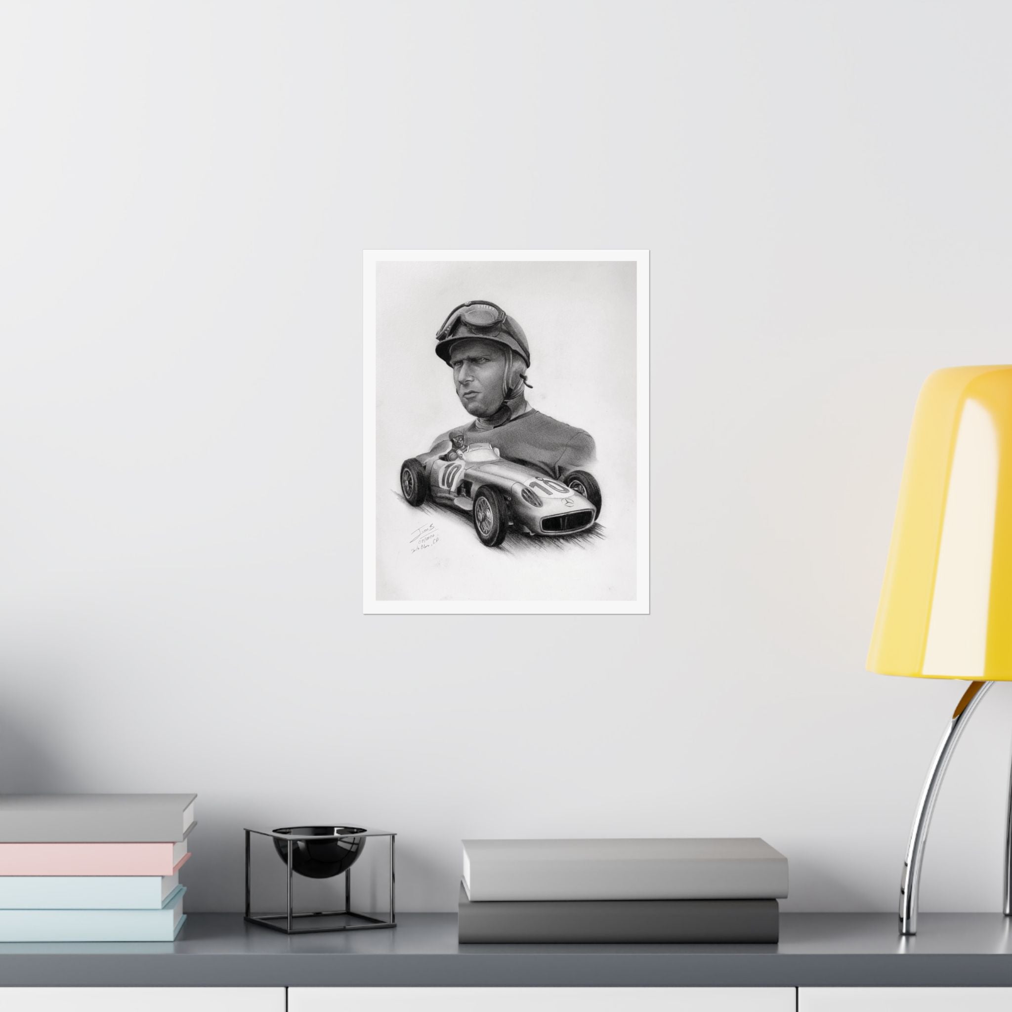 Juan Manuel Fangio — Graphite Portrait Print (11x14)